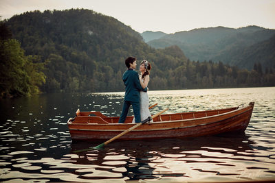 newlyweds in boat