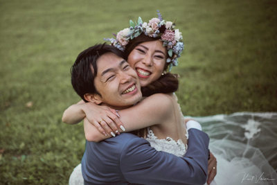 joyful newlyweds