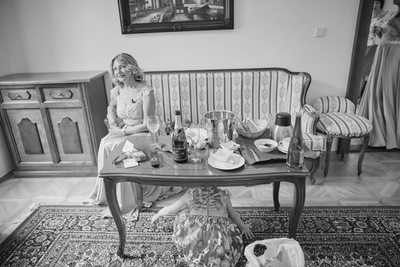 flower girl under the coffee table