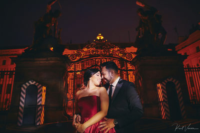 Hot & Sexy LA Couple Prague Castle Engagement portrait
