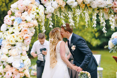 Sergio kisses his bride 