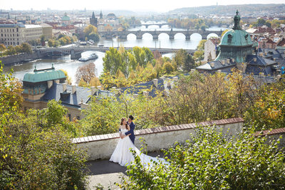 above Prague with Vltava below