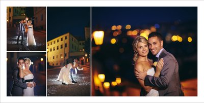 The gorgeous bride & groom at Prague Castle at nite
