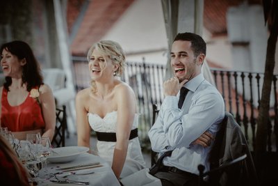 Newlyweds during the speeches 