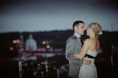 Michal serenades his bride above Prague