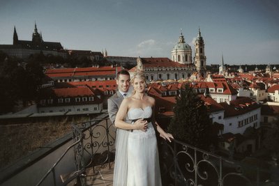 Wedding Portrait of Michelle and Michal at Vrtba Garden.