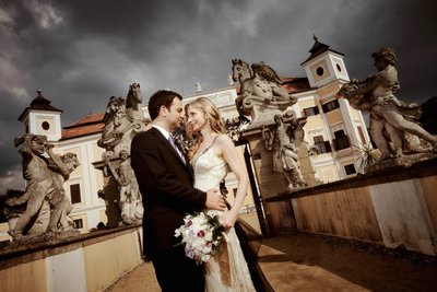 NYC bride & groom Milotice Chateau 