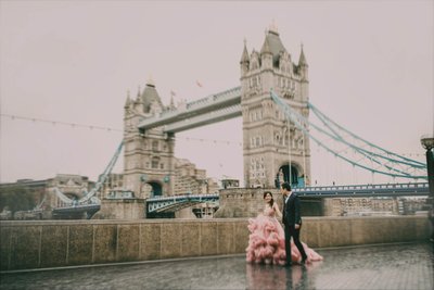 walking in rain near London Bridge