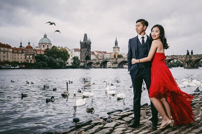 Sexy Shanghai couple at the riverside