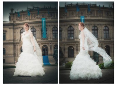 Bride posing in her dress