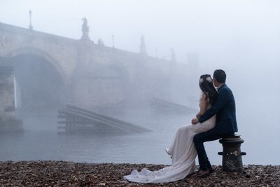 watching the mist near the Charles Bridge