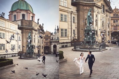 Cinematic pre-wedding photos from Prague