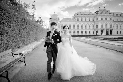 Belvedere Palace Wedding Austria -  Happy Bride & Groom