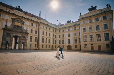 Walking through the courtyards Prague Castle