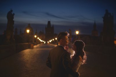 Charles Bridge Lovers Silhouette