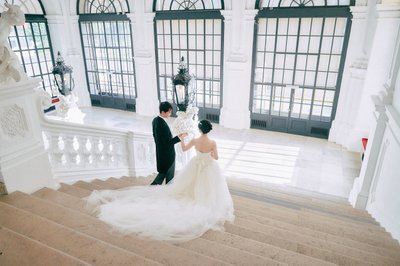 Newlyweds strolling