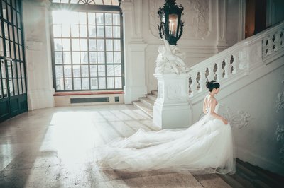 Bride walking