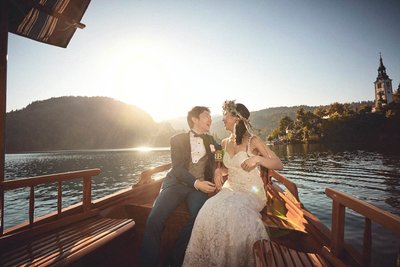 The happy Japanese couple I Lake Bled wedding