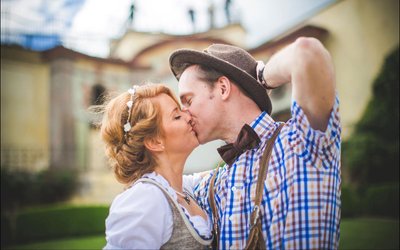 German themed Hipster Wedding Vrtba Garden Prague