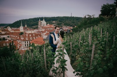 Newlyweds Enjoying Vineyards at Villa Richter