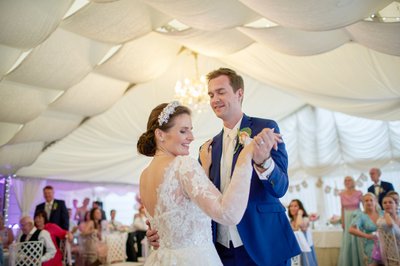 First dance of the newlyweds at the Villa Richter, Prague