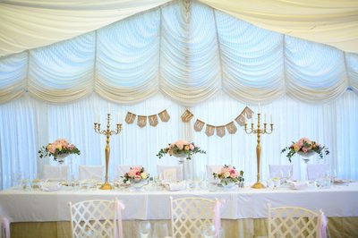 Villa Richter wedding setup showing the main table