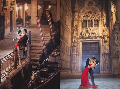 Dramatic Love Story Photos From Venice Woman in Red