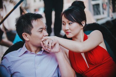 Kissing his Thai Bride-to-be during Venice gondola ride