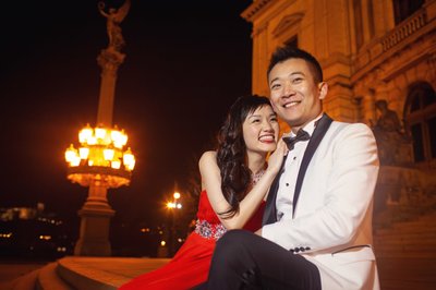 Hong Kong Couple Rudolfinum Prague at Night