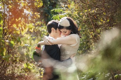 Newlyweds savoring moment in golden light