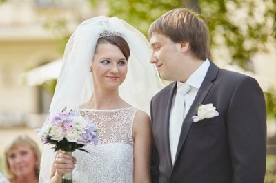 Smiling, happy bride