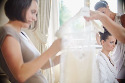 Bridal Preparation Aunt with Dress