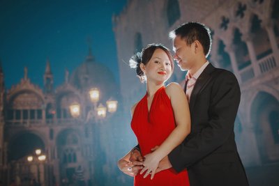 Gorgeous Thai Couple Doge's Palace at Night Venice