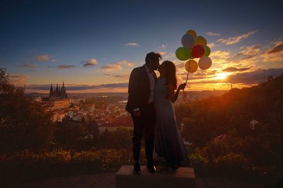 Happily Engaged Strahov at Sunrise