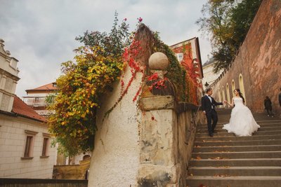 Lovers Exploring Kings Road Prague Castle