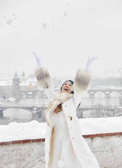 Helen playing with snow 