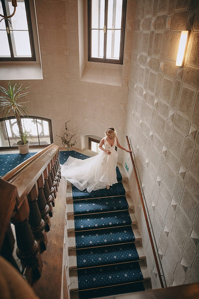 Hluboka nad Vltavou Castle wedding bride staircase