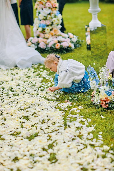 Hluboka nad Vltavou Castle wedding girl picking roses