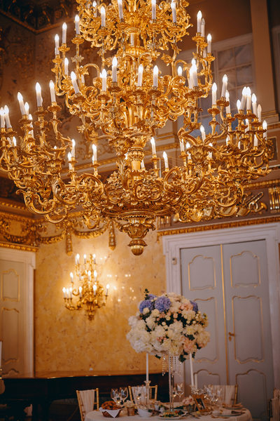 Kaunicky Palace Prague wedding venue dinner setup