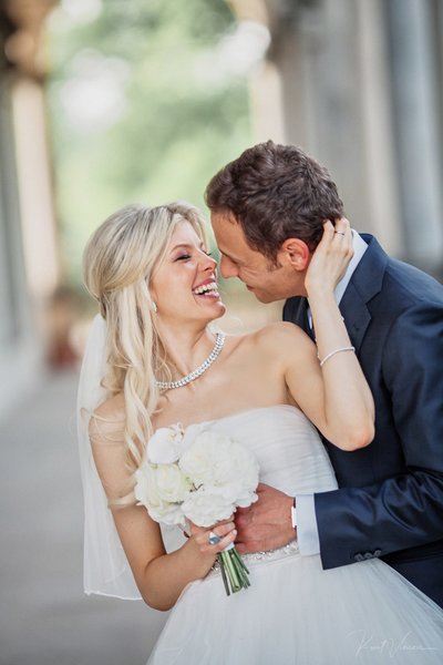 Newlyweds snuggling at Queen Anne's Summer Palace