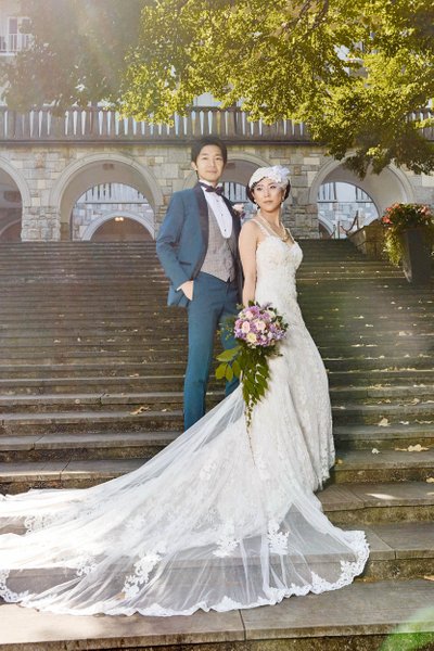 vintage inspired bride & her groom Lake Bled weddings