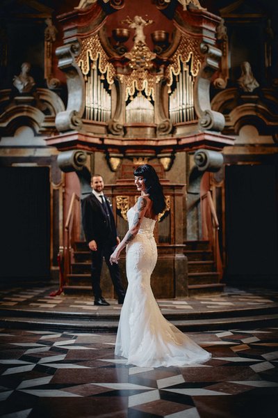 Sexy tattooed bride Mirror Chapel