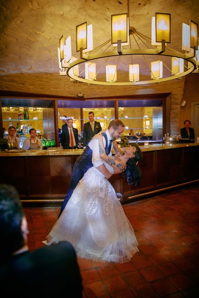 Dipping his bride at St. Thomas Brewery Bar