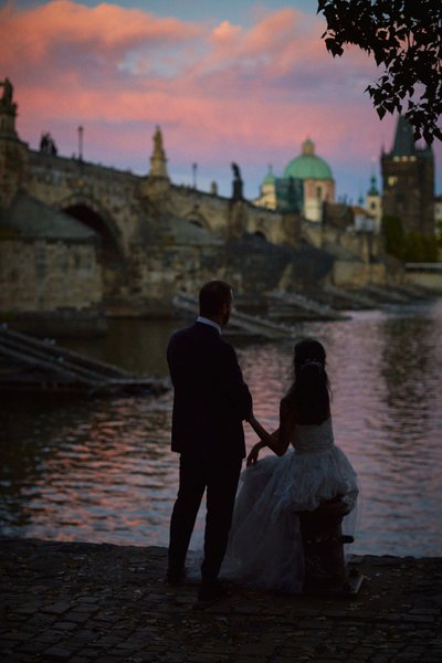 Watching the sunset in Prague