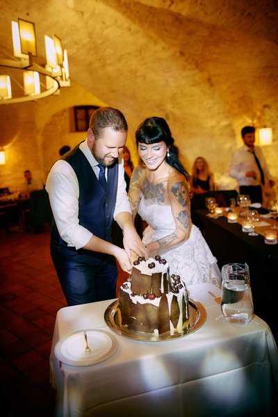 Wedding Cake Cutting at St. Thomas Brewery, Prague