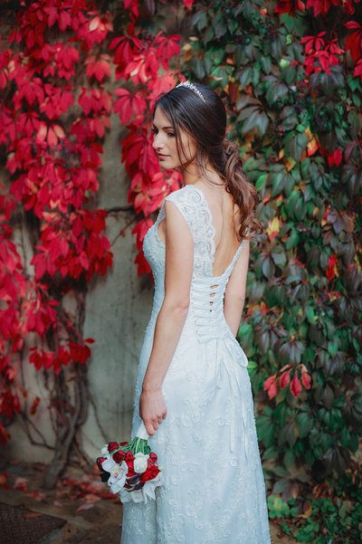 Brunette Bride Autumn Foliage Royal Garden Prague