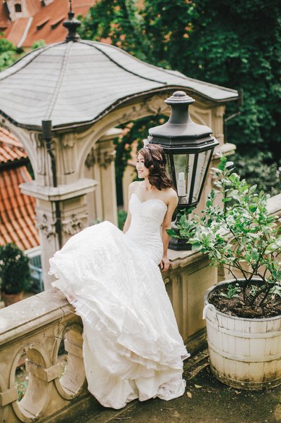 Happy Bride Enjoying Royal Garden in Prague