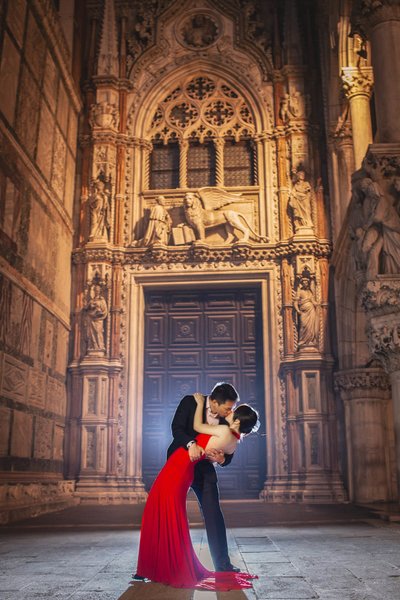 Romantic Kiss Near Doge's Palace At Night