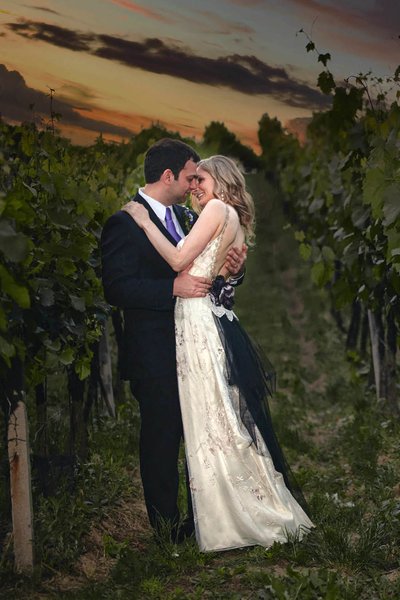 NYC bride & groom Milotice vineyards