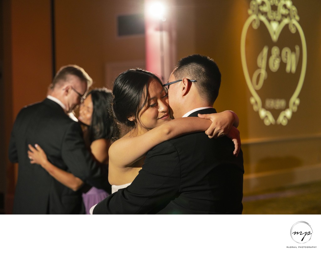 Couple Sharing Intimate First Dance at Wedding Reception